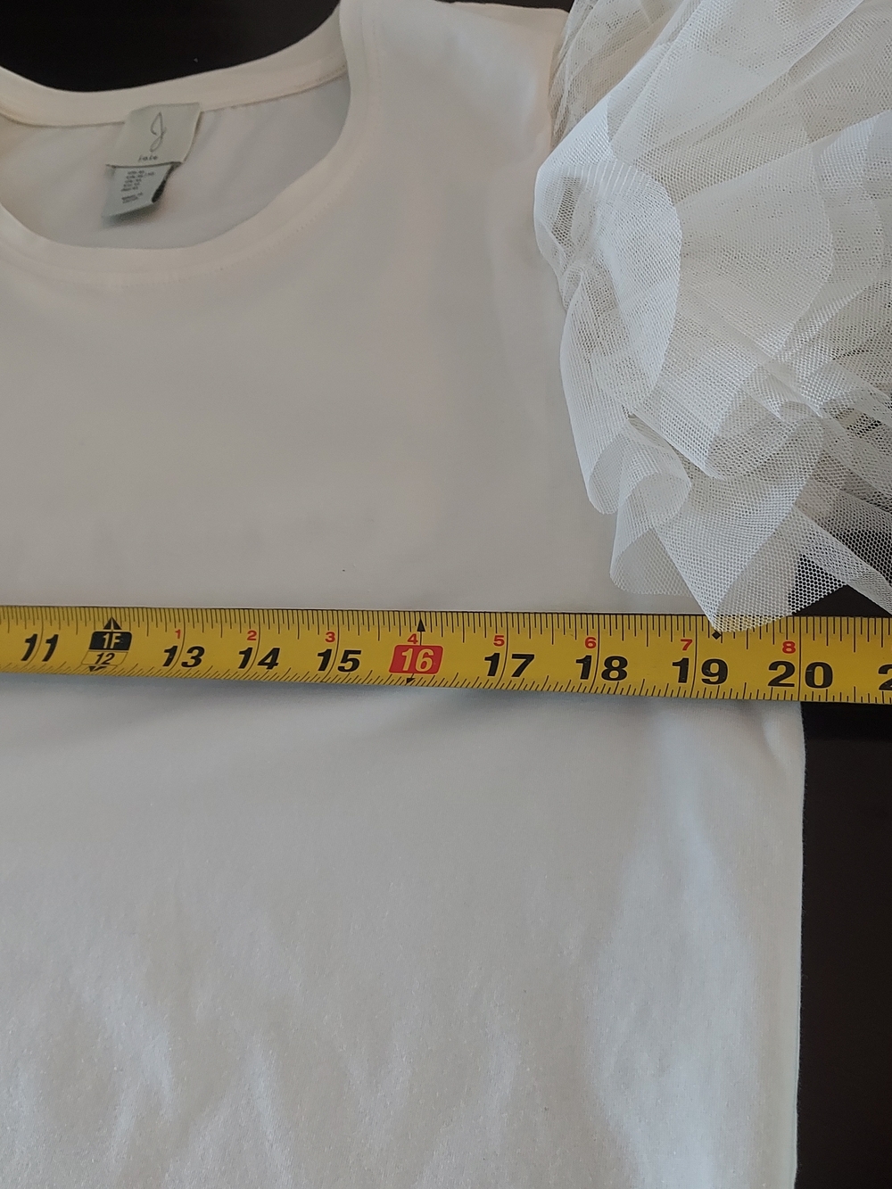 Joie Cream Tulle Sleeve Short Sleeve Tee NWOT. - Picture 7 of 8